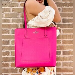 💕🔹️Kate Spade 🔹️Daily Leather Tote Kate Spade Saffiano PVC Deep Hibis (Pink)